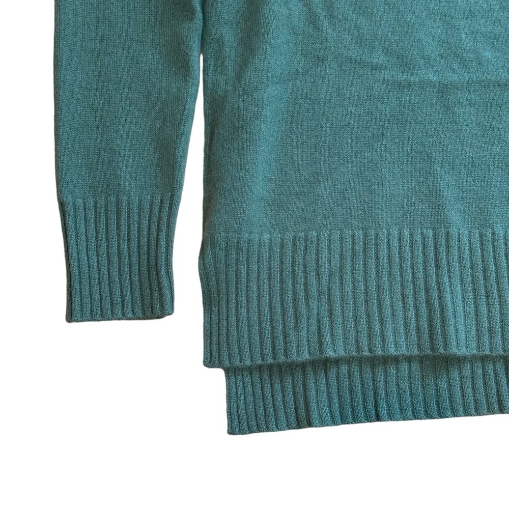 NWT C by Bloomingdales High/Low 100% Cashmere Crewneck Sweater Green S - Picture 4 of 10